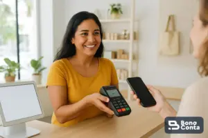Pagamento por aproximação no comércio, tema do Split Payment — Bono Conta