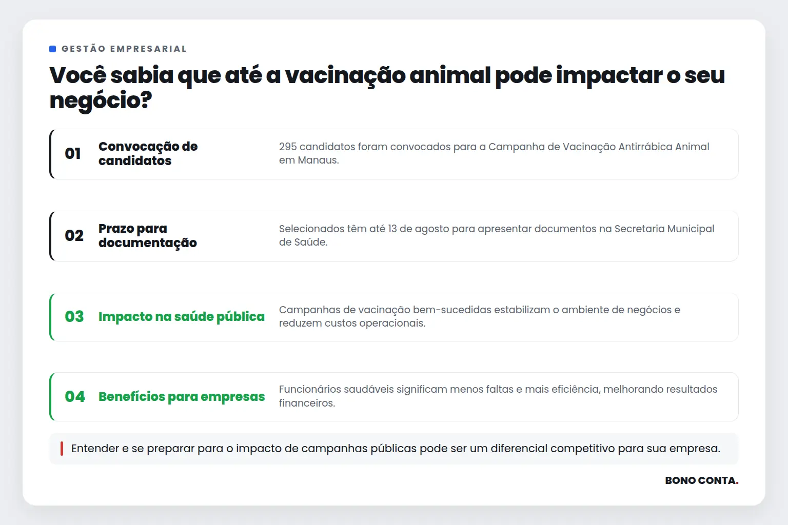 Você sabia que até a vacinação animal pode impactar o seu negócio? | Bono Conta