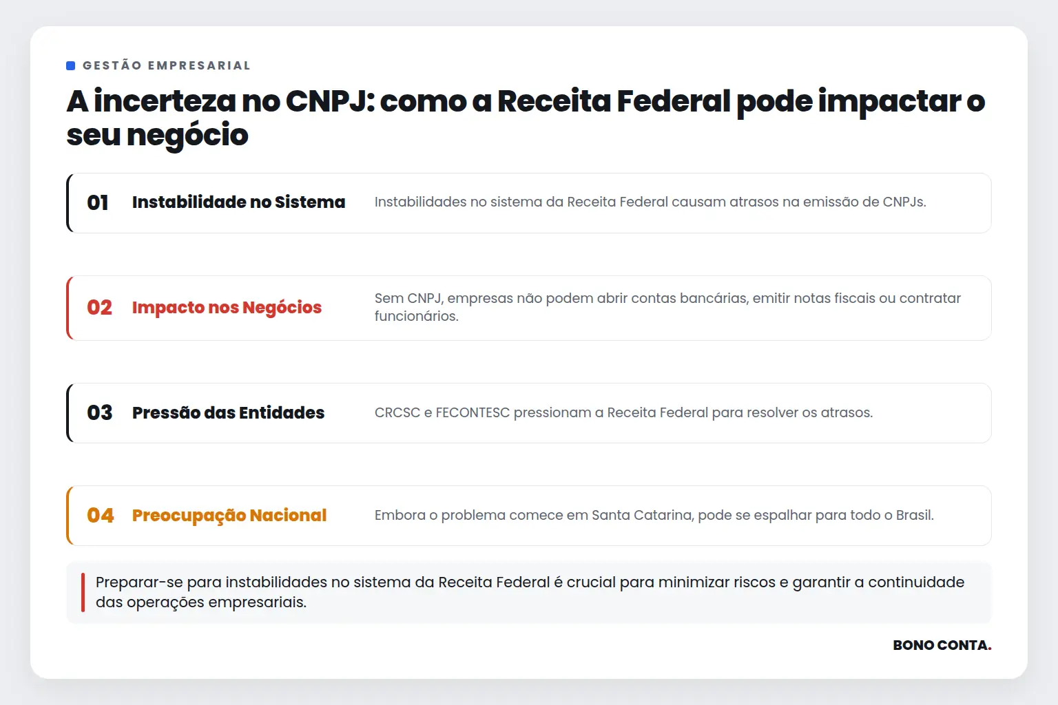 A incerteza no CNPJ: como a Receita Federal pode impactar o seu negócio | Bono Conta