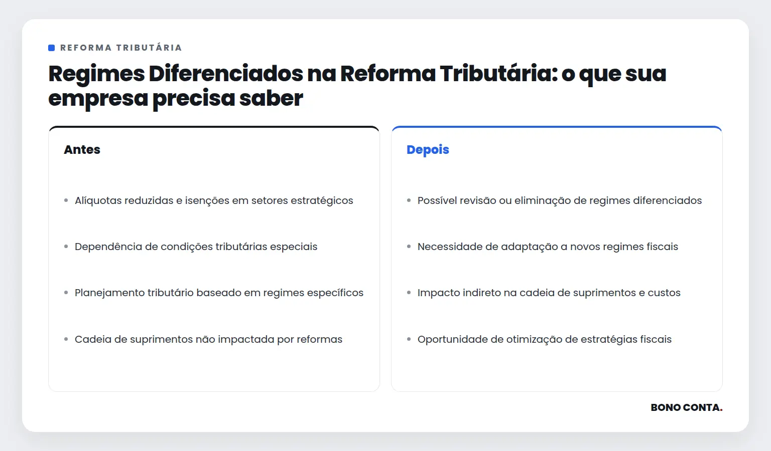 Regimes Diferenciados na Reforma Tributária: o que sua empresa precisa saber | Bono Conta