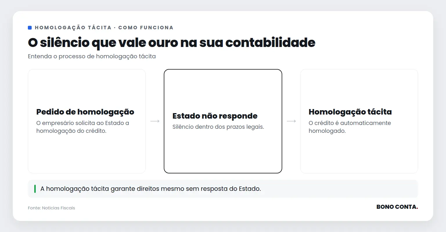 Fluxo do processo de homologação tácita de créditos tributários | Bono Conta