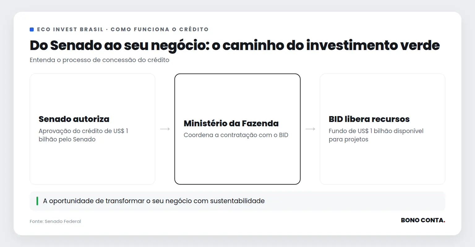 Descrição do fluxo de concessão de crédito do Eco Invest Brasil | Bono Conta