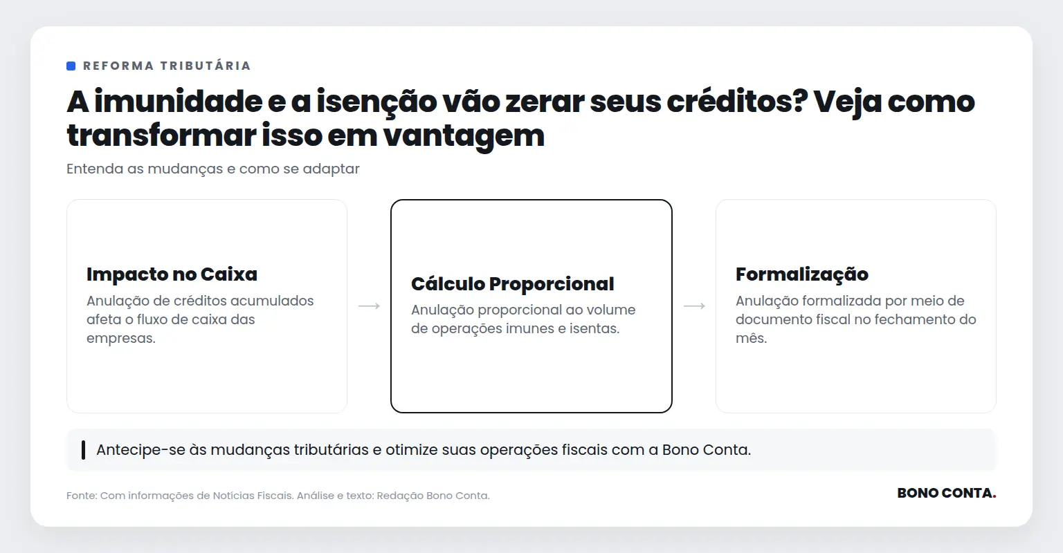 A imunidade e a isenção vão zerar seus créditos? Veja como transformar isso em vantagem | Bono Conta