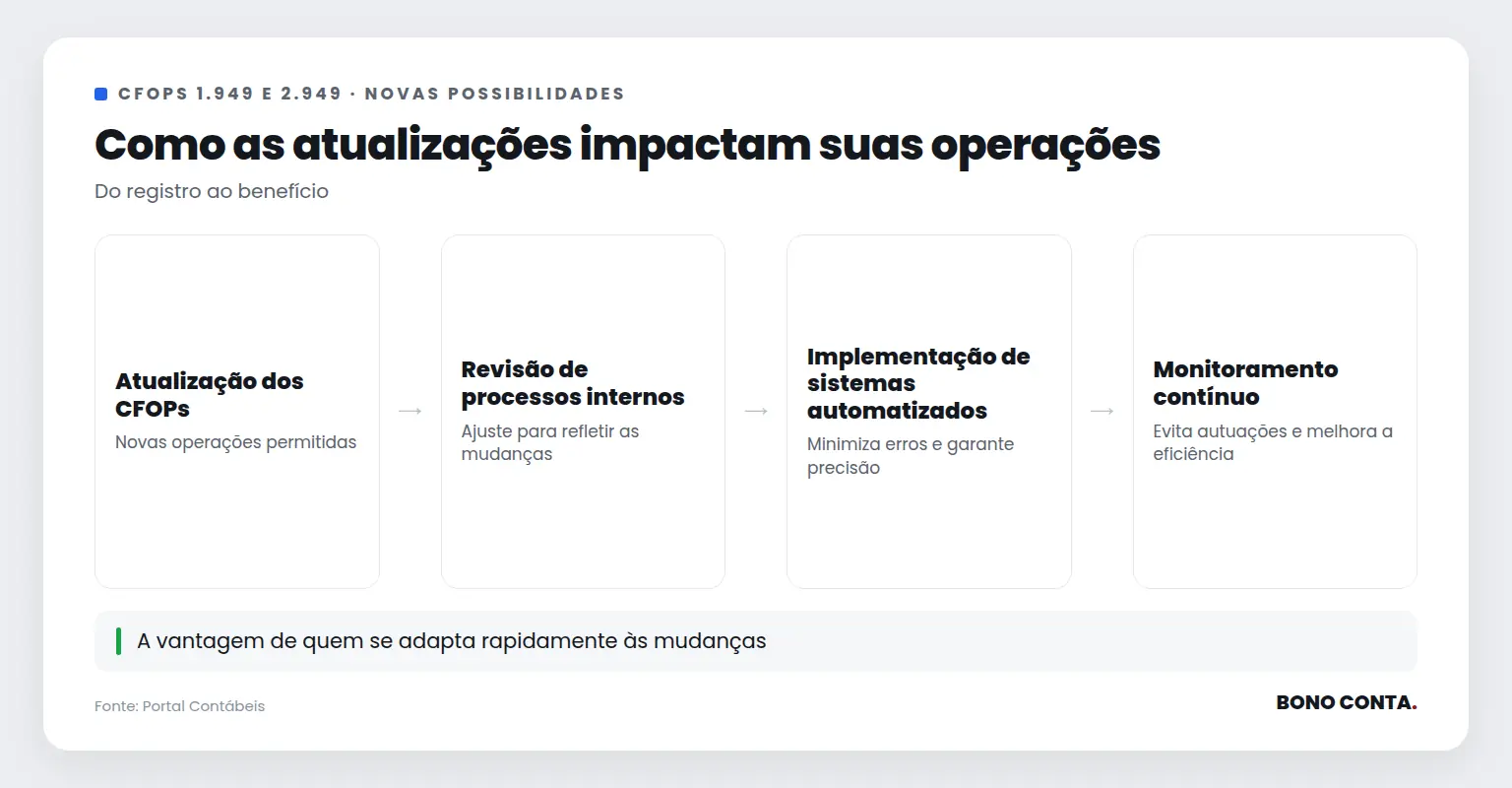 Fluxo de como as atualizações dos CFOPs impactam as operações empresariais | Bono Conta