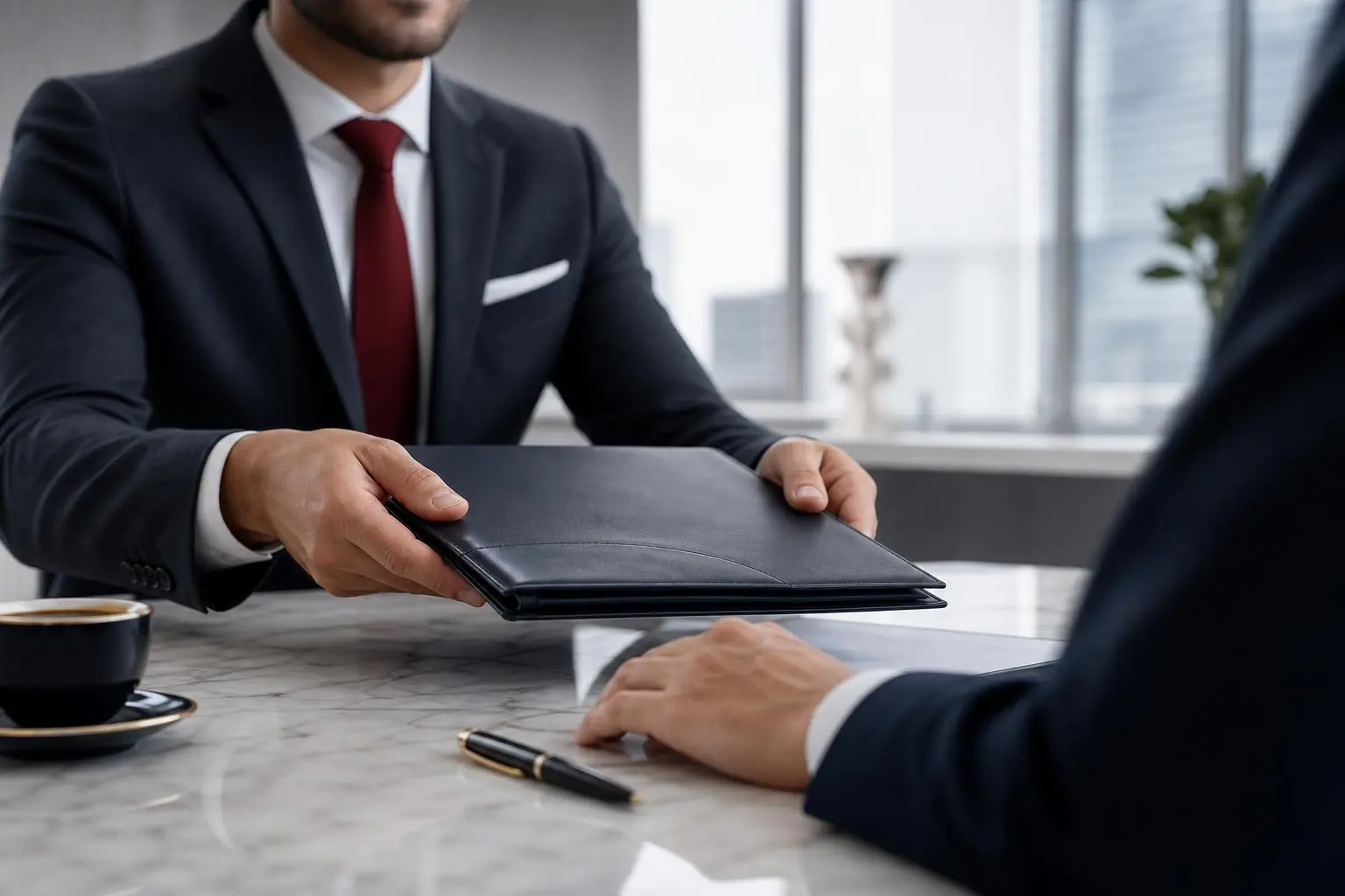 Entrega da proposta por escrito sobre a mesa