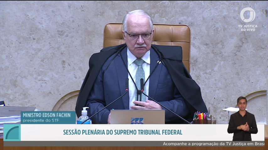 Edson Fachin na sessão do STF de 14/10/2026 | Foto: Reprodução/TV Justiça